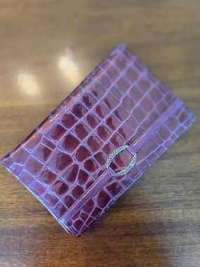 Brighton Purple Croc-Embossed Leather Wallet